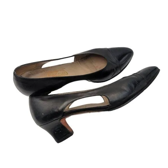 Salvatore Ferragamo Black Heels Womens Size 7.5 Block