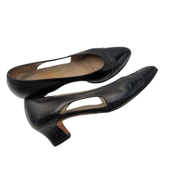 Salvatore Ferragamo Black Heels Womens Size 7.5 Block