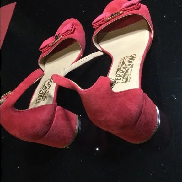 SALVATORE FERRAGAMO  Suede Block Heel Sandals