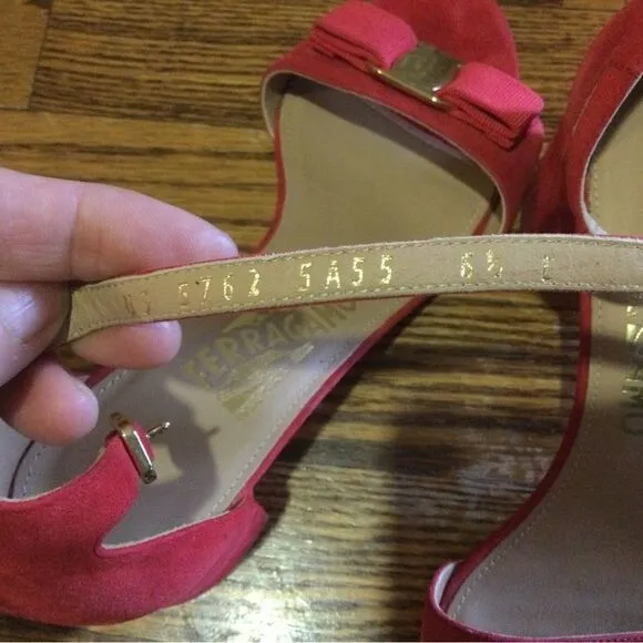 SALVATORE FERRAGAMO  Suede Block Heel Sandals