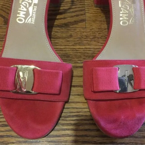 SALVATORE FERRAGAMO  Suede Block Heel Sandals