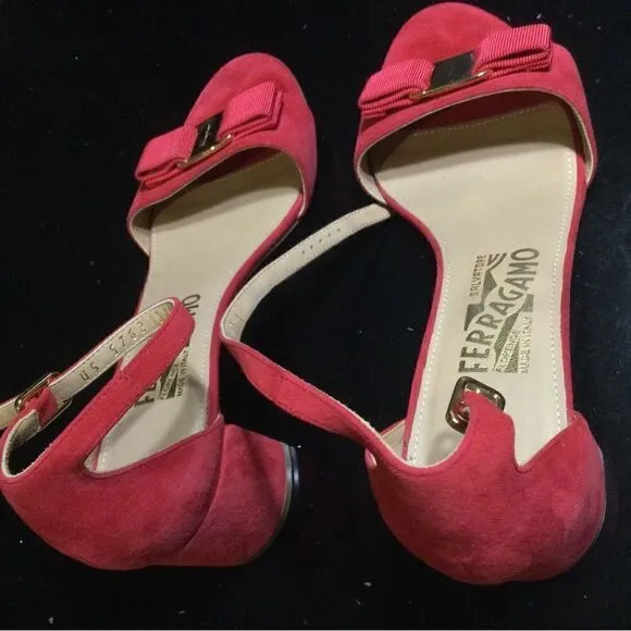 SALVATORE FERRAGAMO  Suede Block Heel Sandals