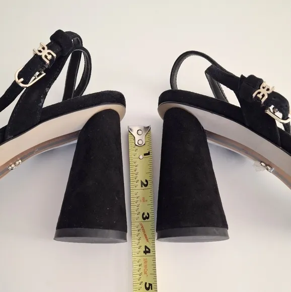 SAM EDELMAN &quot;Kia&quot; Black Suede Block Heel Sandal - Size  7.5