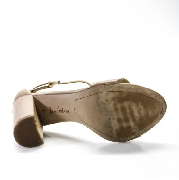 Sam Edelman Beige Yaro Ankle Strap Block Heels , 8.5 , EUC