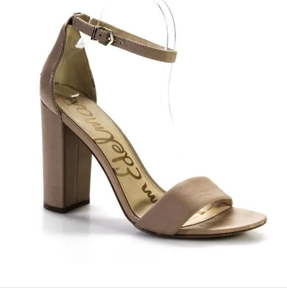 Sam Edelman Beige Yaro Ankle Strap Block Heels , 8.5 , EUC