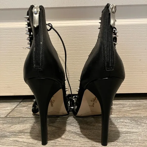 Sam Edelman Black Spike Lace Up Cut-Out Heels Size 10