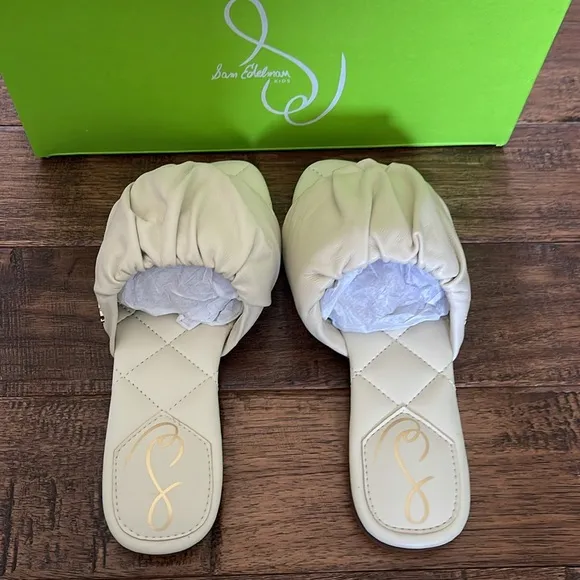 Sam Edelman Briar Mini Slide Sandals in Ivory Leather size 13