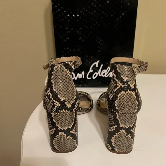 SAM EDELMAN Daniella Block Heel in Desert Multi Snake size 7