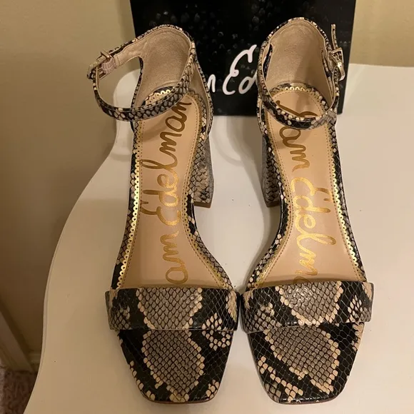 SAM EDELMAN Daniella Block Heel in Desert Multi Snake size 7