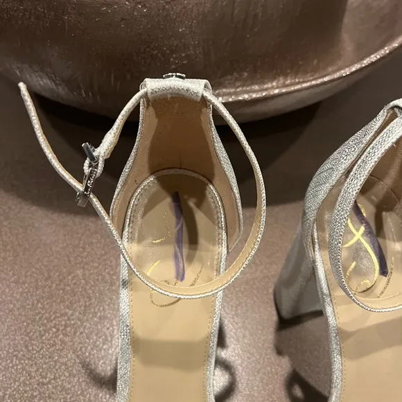 Sam Edelman Daniella Block Silver Heels Size 10 New