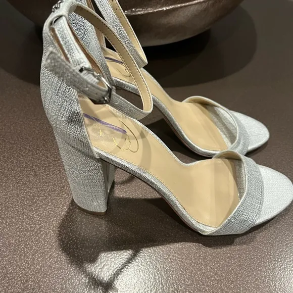 Sam Edelman Daniella Block Silver Heels Size 10 New