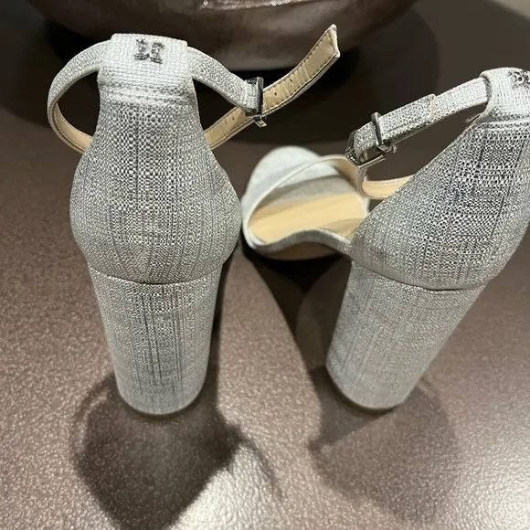 Sam Edelman Daniella Block Silver Heels Size 10 New