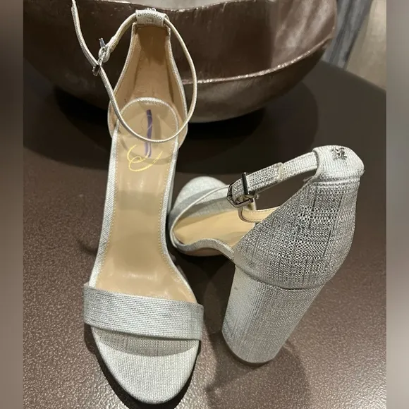 Sam Edelman Daniella Block Silver Heels Size 10 New