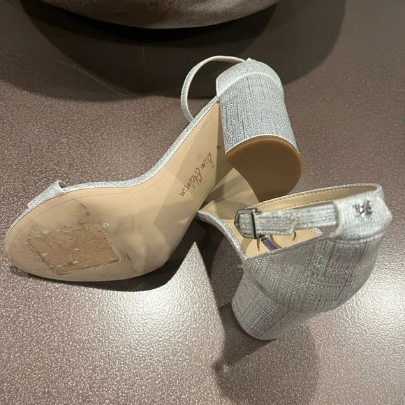 Sam Edelman Daniella Block Silver Heels Size 10 New