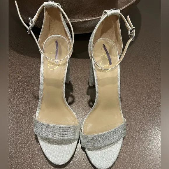 Sam Edelman Daniella Block Silver Heels Size 10 New