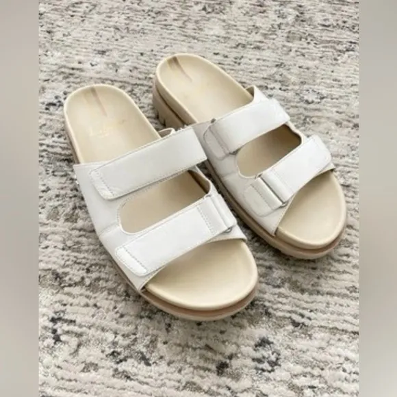 Sam Edelman Eliana Sandals Slides White Leather Lug Sole Size 11 Womens