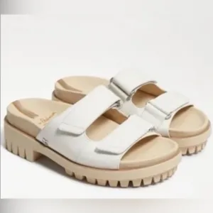Sam Edelman Eliana Sandals Slides White Leather Lug Sole Size 11 Womens