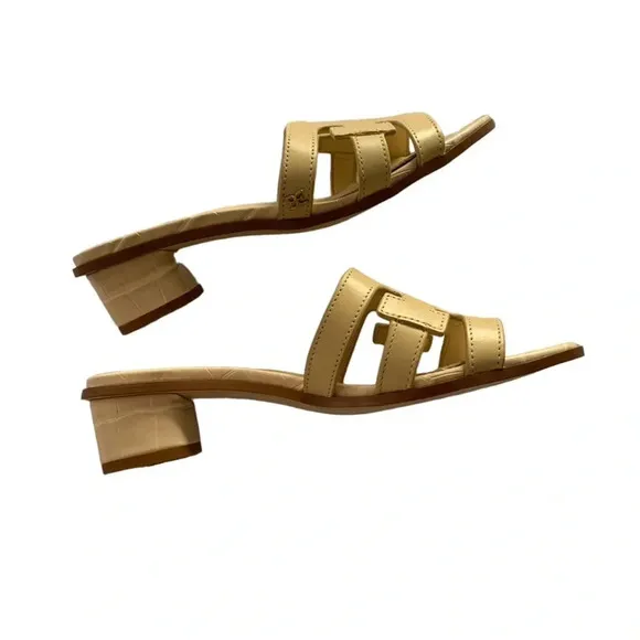 Sam Edelman Illie Eggshell Leather Slip On Open Rounded Toe Heels (6.5)