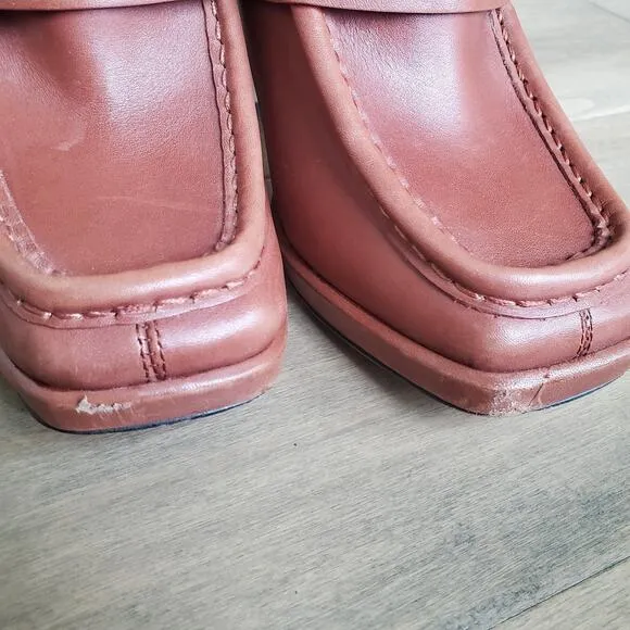 Sam Edelman Jeanette Mocha Luxury Leather size 8.5 Loafer Block Heel
