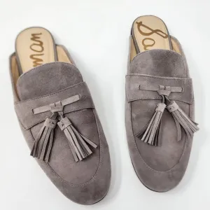 Sam Edelman Paris Gray Suede Tassel Flat Mule Slides 8M EUC
