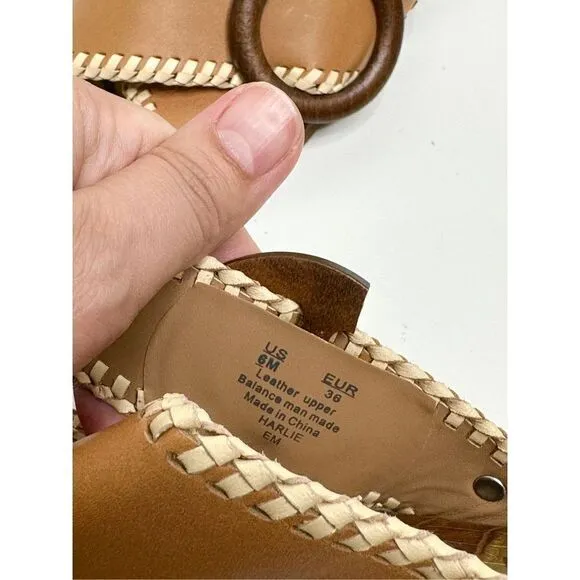 Sam Edelman Sandals Womens Size 6 Harlie Brown Leather Square Toe Slides