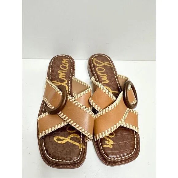 Sam Edelman Sandals Womens Size 6 Harlie Brown Leather Square Toe Slides