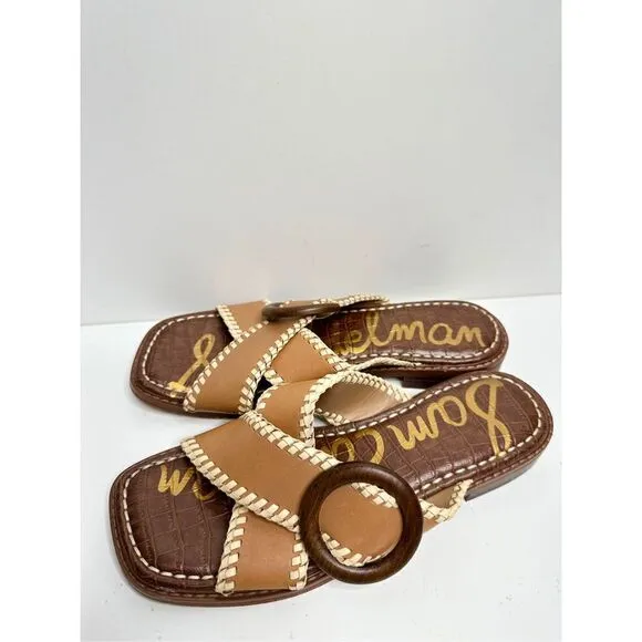 Sam Edelman Sandals Womens Size 6 Harlie Brown Leather Square Toe Slides
