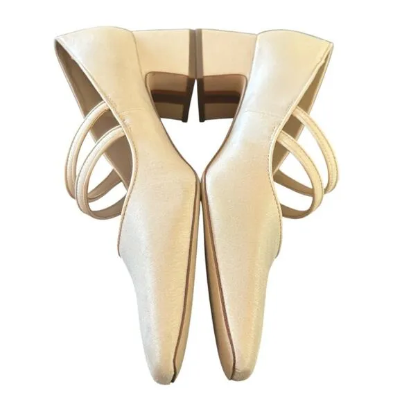 Sam Edelman Tahira Ivory Shantung Block Heel Pumps Low Heel NEW Size 10
