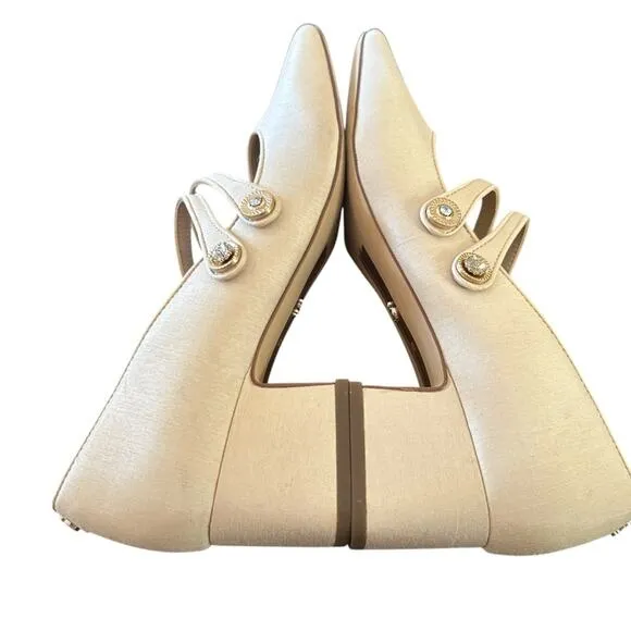 Sam Edelman Tahira Ivory Shantung Block Heel Pumps Low Heel NEW Size 10