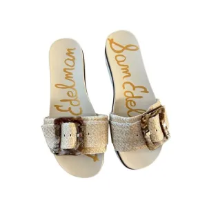 Sam Edelman Womens Beige Leather Ariane Buckle Platform Slides Sandals Size 6.5