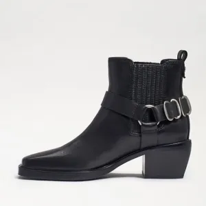 Sam Edelman Women's Bellamie Leather Squared Toe Block Heels Moto Bootie Sz 6.5