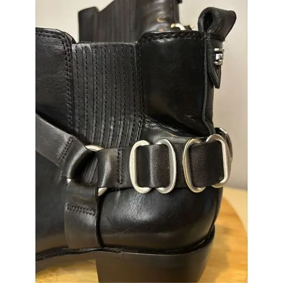 Sam Edelman Women's Bellamie Leather Squared Toe Block Heels Moto Bootie Sz 6.5