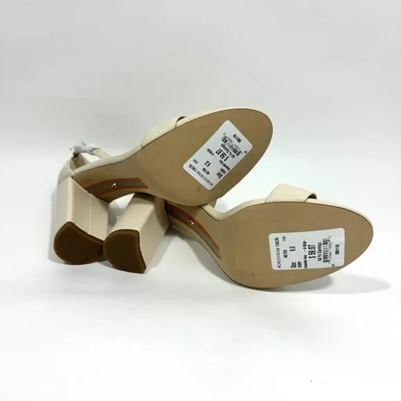 Sam Edelman Women’s Size 9.5 Ivory Leather Yaro Ankle Strap Block Heel Sandals