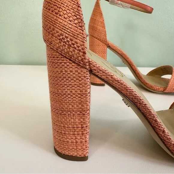 Sam Edelman Women's Yaro Perla Strappy Open Toe Sandal Heel Pink Size 9.5