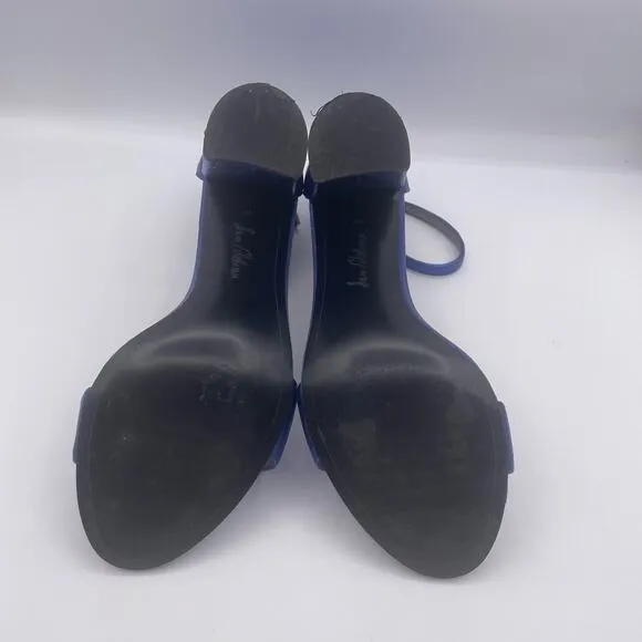 Sam Edelman Yaro Metallic Blue Heels Pumps Block Ankle Strap Womens 10.5