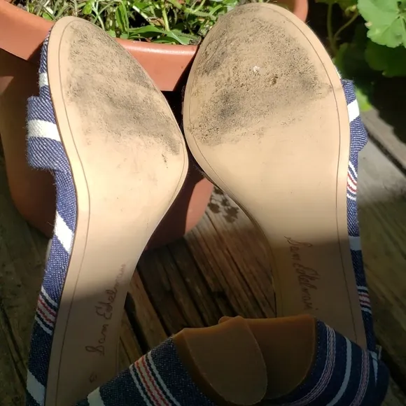 SAM EDELMAN Yaro striped blue block heels 6