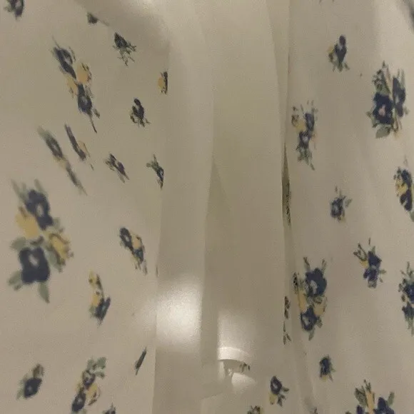 Samsøe Samsøe White Blue Floral Motif Chiffon Apples Slip Maxi Dress NWT