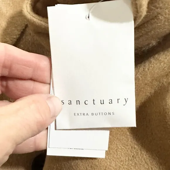 Sanctuary Camel Fringe Wool Blend Coat Size Small NWT