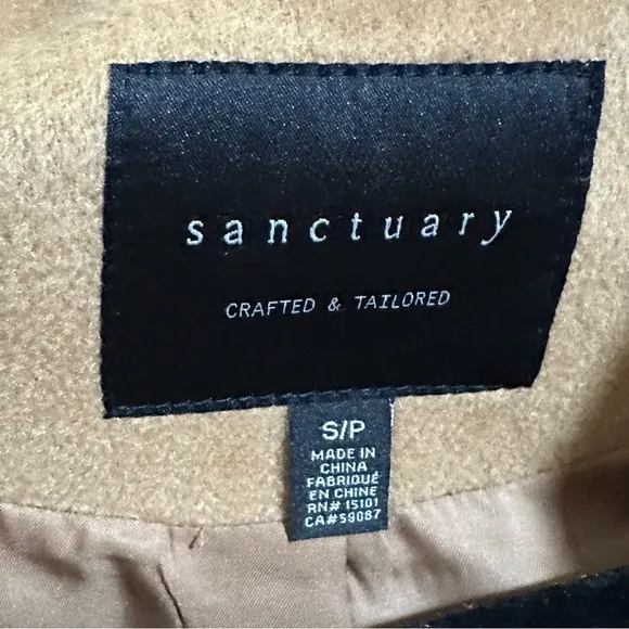 Sanctuary Camel Fringe Wool Blend Coat Size Small NWT