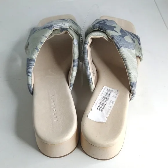 Sanctuary Lively Camo Print Block Heel Cross Strap Slides