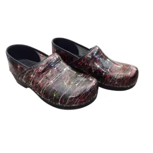 SANITA Balasia Patent Leather Clogs Geometric Size 40 Slip on Mule Nursing Shoe