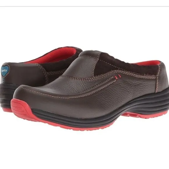 𝅺Sanita Brown Slip On Clogs Shoes Luxe Heir Sanita 02 Model New In Box