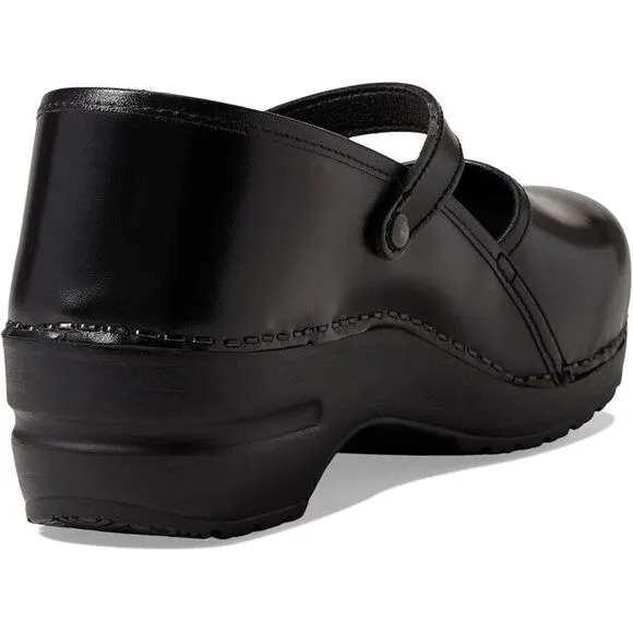 Sanita Clare Clogs Women's US 7 Black Leather Round Toe Adjustable Buckle ZPO830