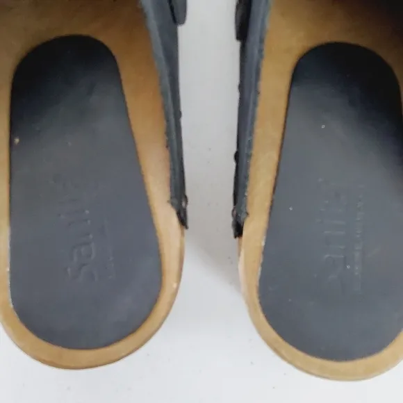 Sanita Kristel Nubuck Leather Clog Size 41 Wood Midsole Open Back Shoe