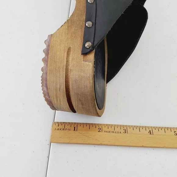 Sanita Kristel Nubuck Leather Clog Size 41 Wood Midsole Open Back Shoe