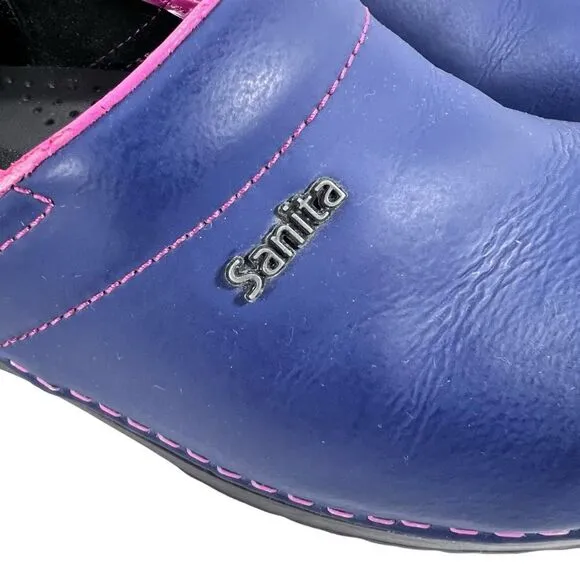 Sanita Professional San Flex Closed Back Clogs in Blue/Pink