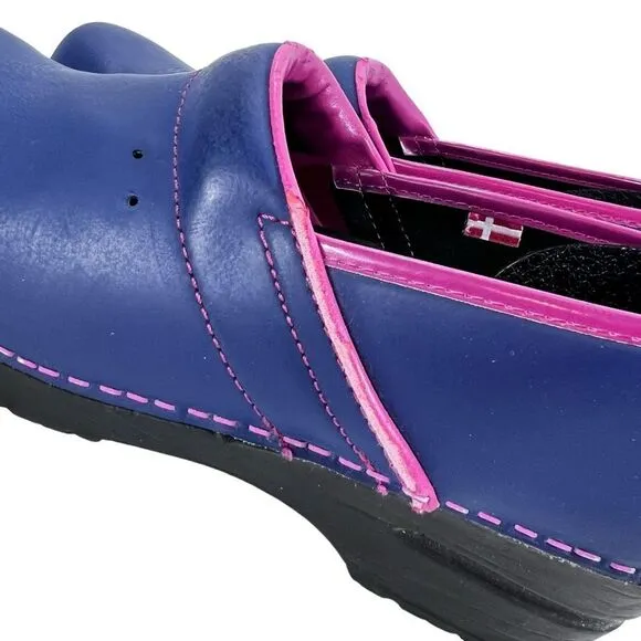 Sanita Professional San Flex Closed Back Clogs in Blue/Pink