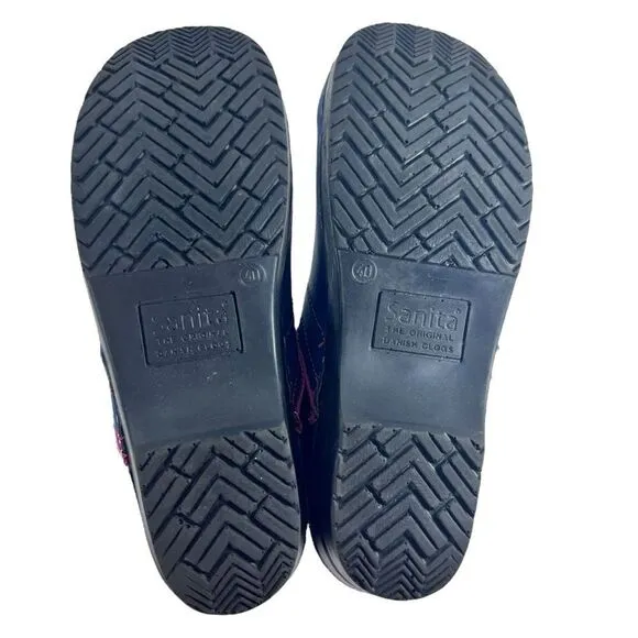 Sanita Professional San Flex Closed Back Clogs in Blue/Pink