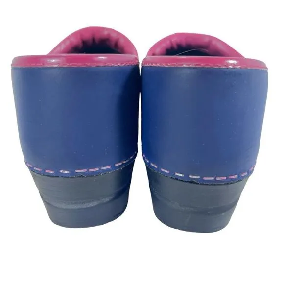 Sanita Professional San Flex Closed Back Clogs in Blue/Pink