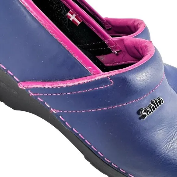 Sanita Professional San Flex Closed Back Clogs in Blue/Pink